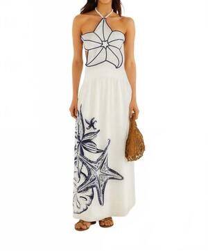 NEW FARM RIO coast stars maxi dress in off white